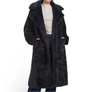 Rebecca Minkoff vegan fur navy coat